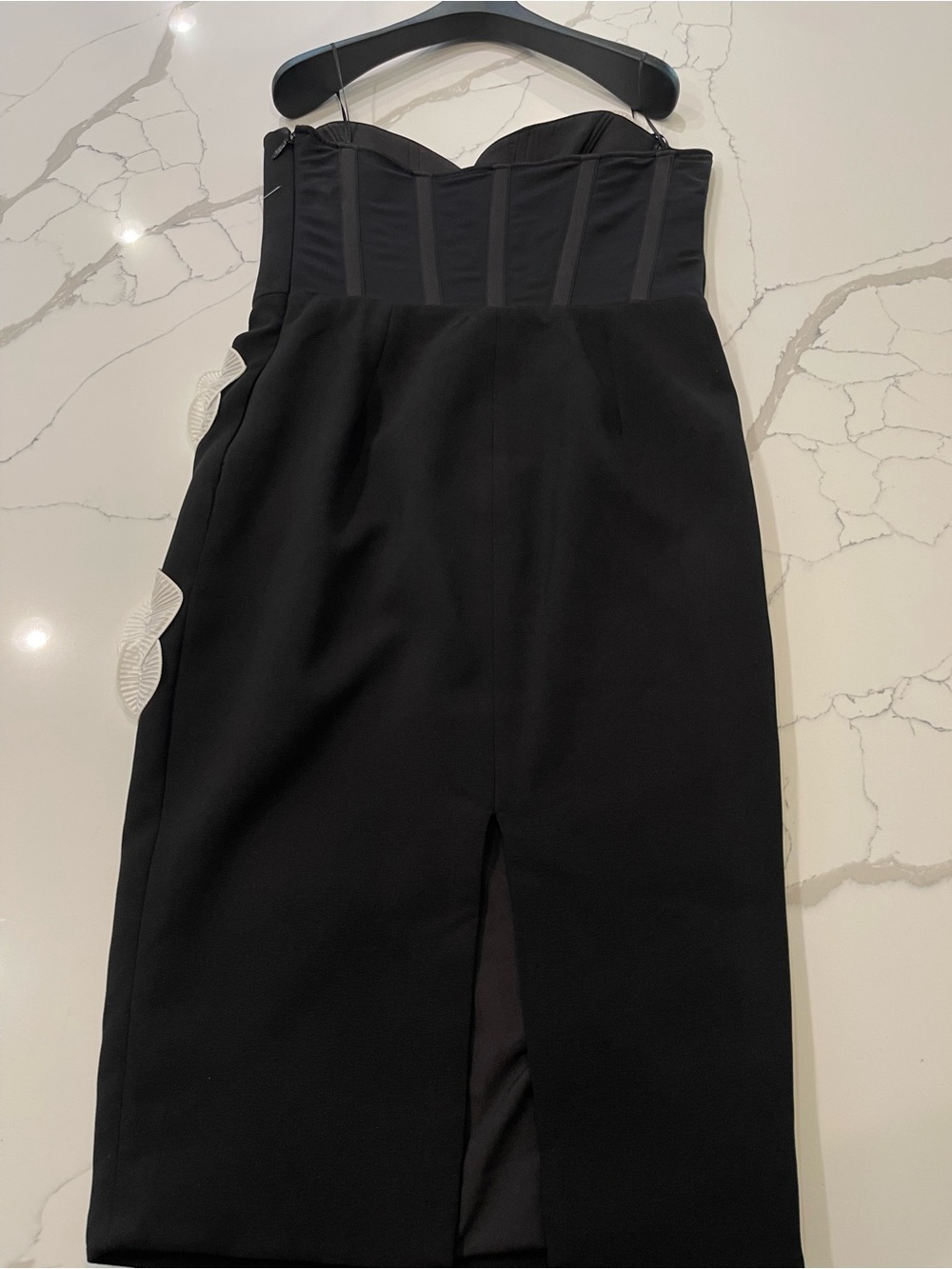 HELSI Kaia Floral Appliqué Strapless Dress In Black Off White Size XL - Picture 8 of 12